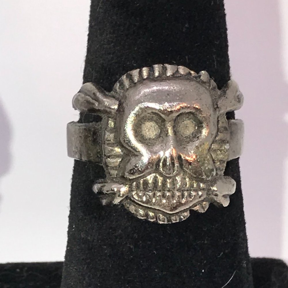 Pewter Mask Ring with Wings